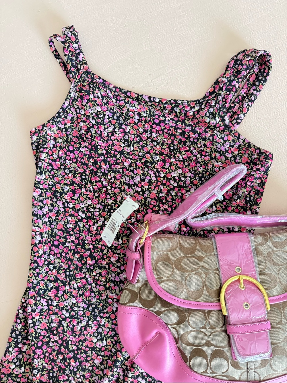 Y2K 2000s Rom com Sleeveless Pink Floral Midi Dress